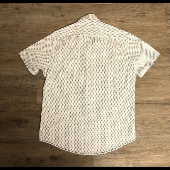 Burnside Men’s Short Sleeved Dress shirt, white with small blue pattern Sz S - Picture 5 of 5